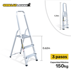ESCALERA ALUMINIO BANQUETA 0.62m GAB3-IA GORILLAZ 150KG