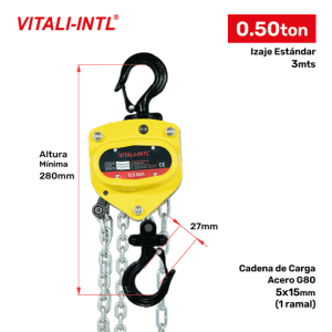 TECLE MANUAL 0.25T 3MTSCARGA 4X12MM(1) - 3MTSMANDO 3X15X10MM(2)