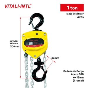 TECLE MANUAL 0.25T 3MTSCARGA 4X12MM(1) - 3MTSMANDO 3X15X10MM(2)