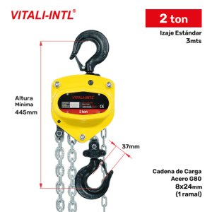 TECLE MANUAL 0.25T 3MTSCARGA 4X12MM(1) - 3MTSMANDO 3X15X10MM(2)