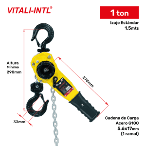 TECLE MANUAL 0.25T 3MTSCARGA 4X12MM(1) - 3MTSMANDO 3X15X10MM(2)