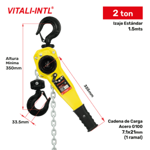 TECLE MANUAL 0.25T 3MTSCARGA 4X12MM(1) - 3MTSMANDO 3X15X10MM(2)
