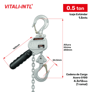 TECLE MANUAL 0.25T 3MTSCARGA 4X12MM(1) - 3MTSMANDO 3X15X10MM(2)